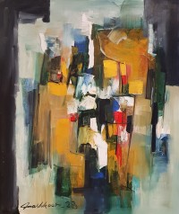Mashkoor Raza, 30 x 36 Inch, Oil on Canvas, Abstracts Painting, AC-MR-647